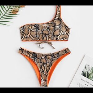 Reversible snake skin bikini